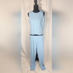 Women’s Light Blue Lounge Set XXL Sleeveless Top & Pants Soft Stretch Matching